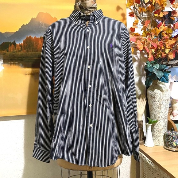 Ralph Lauren Other - Ralph Lauren Button Down Old Money Preppy Mens Custom Fit XL Navy White Stripe